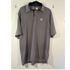 David Ross Striped Golf Polo Shirt Short Sleeve Blue White Mens Casual Golf -‎ M
